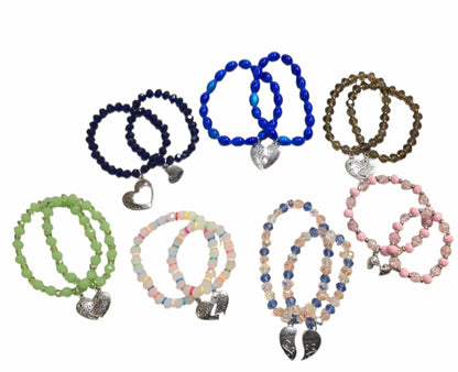 Handmade Me & You Stretch Bracelet Matching Pair - Mother & Daughter