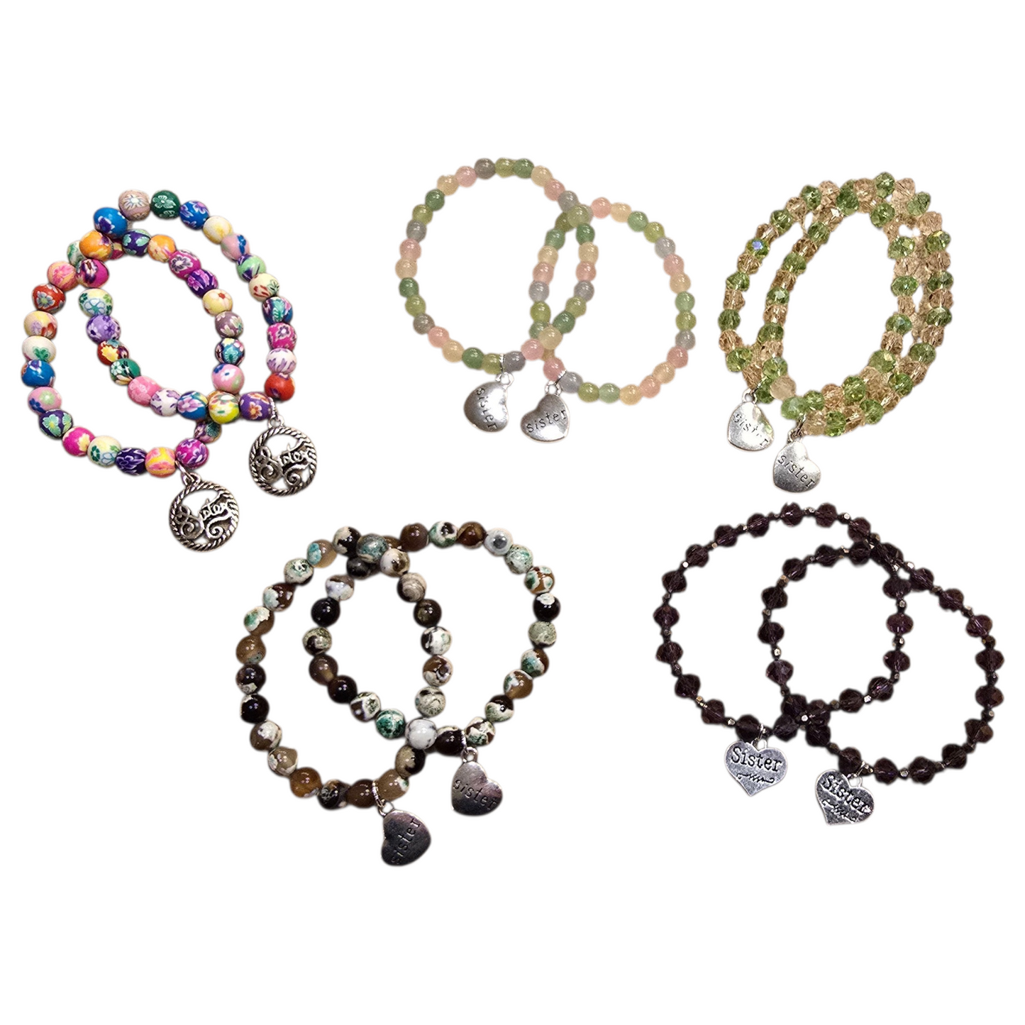Handmade Me & You Stretch Bracelet Matching Pair - Sisters