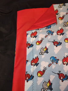 Licensed Pillowcase - Marvel Kawaii Flying Characters with Clouds Cotton::Red Cotton