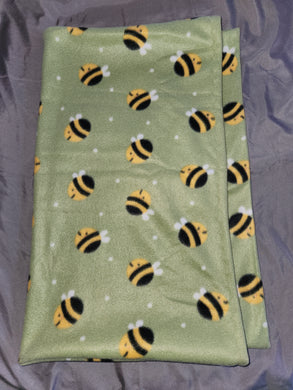 Pillowcase - Bees, Tiny on Green Fleece