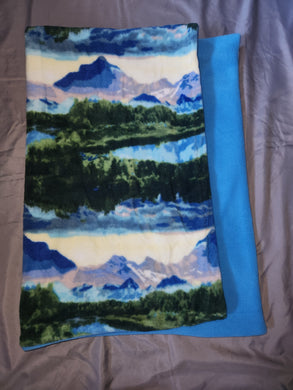 Pillowcase - Mountain Scene Fleece::Bright Blue Fleece