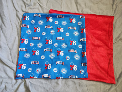 Throw Pillow - NBA Philadelphia 76ers Blue Logo Cotton::Red Minky