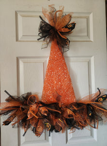 Wreath Decoration - Orange Hat, Black & Orange Theme