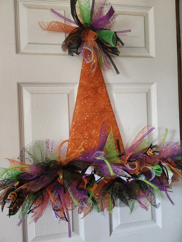 Wreath Decoration - Orange Hat, Halloween Theme