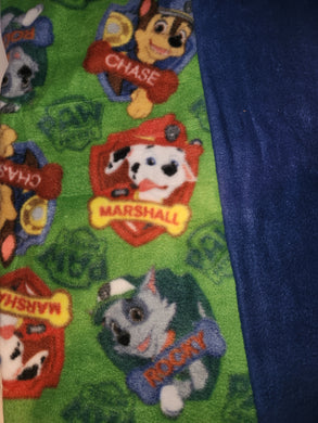 Throw Blanket - Paw Patrol, Characters on Green Fleece::Navy Fleece