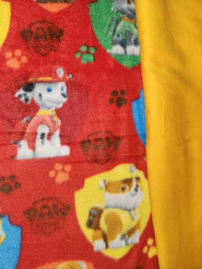 Throw Blanket - Paw Patrol, Characters on Red Fleece::Mustard Yellow Jersey Sweatshirt