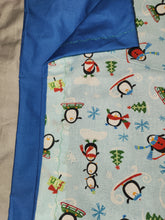 Pillowcase - Holiday - Penguins Sledding & Skiing Cotton::Blue Cotton