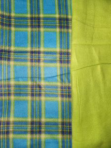 Throw Blanket - Plaid, Blue & Lime Green Fleece::Lime Fleece