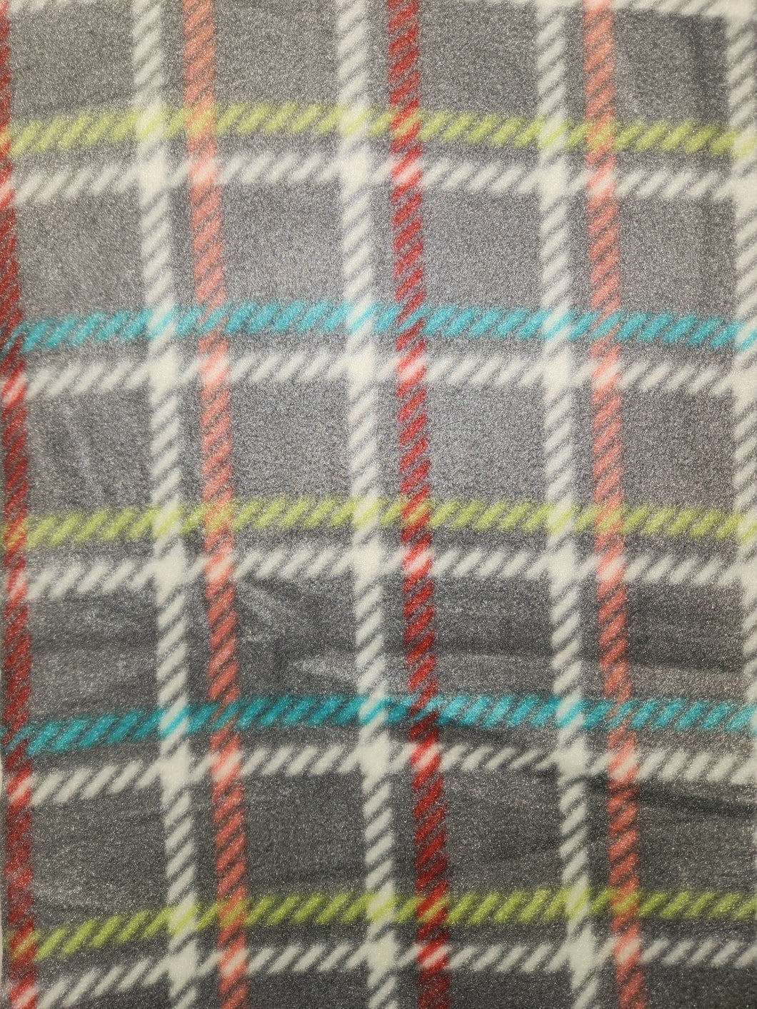 Throw Blanket - Plaid, Bold Colors on Grey Fleece::Matching