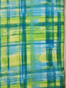 Throw Blanket - Plaid, Distressed Green & Blue Fleece::Matching Fleece