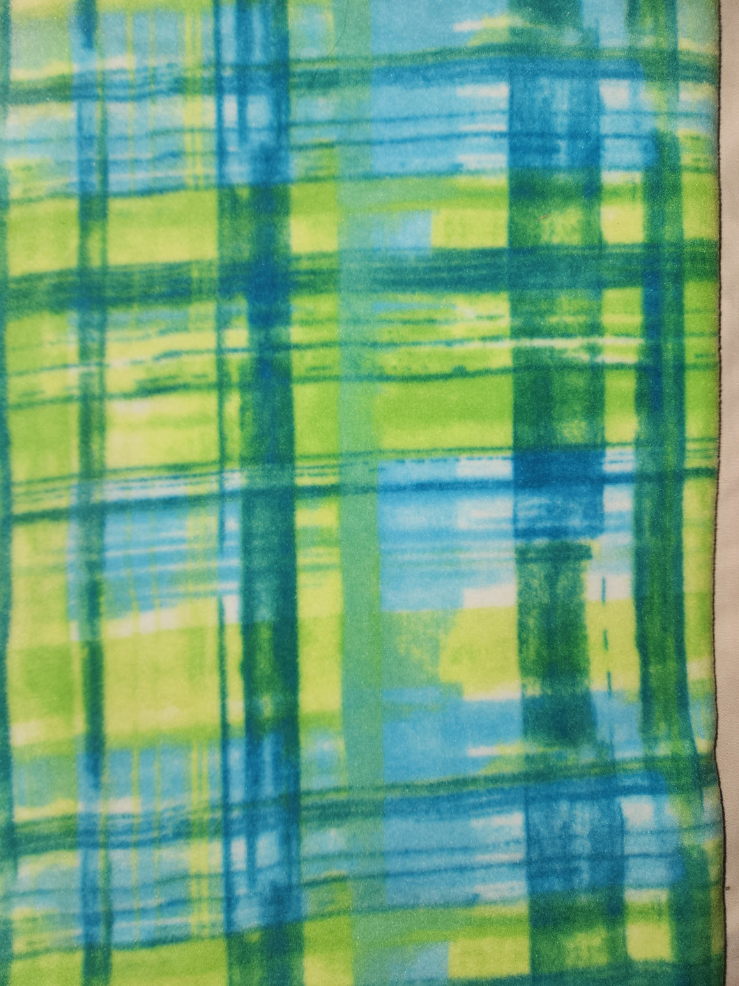 Throw Blanket - Plaid, Distressed Green & Blue Fleece::Matching Fleece