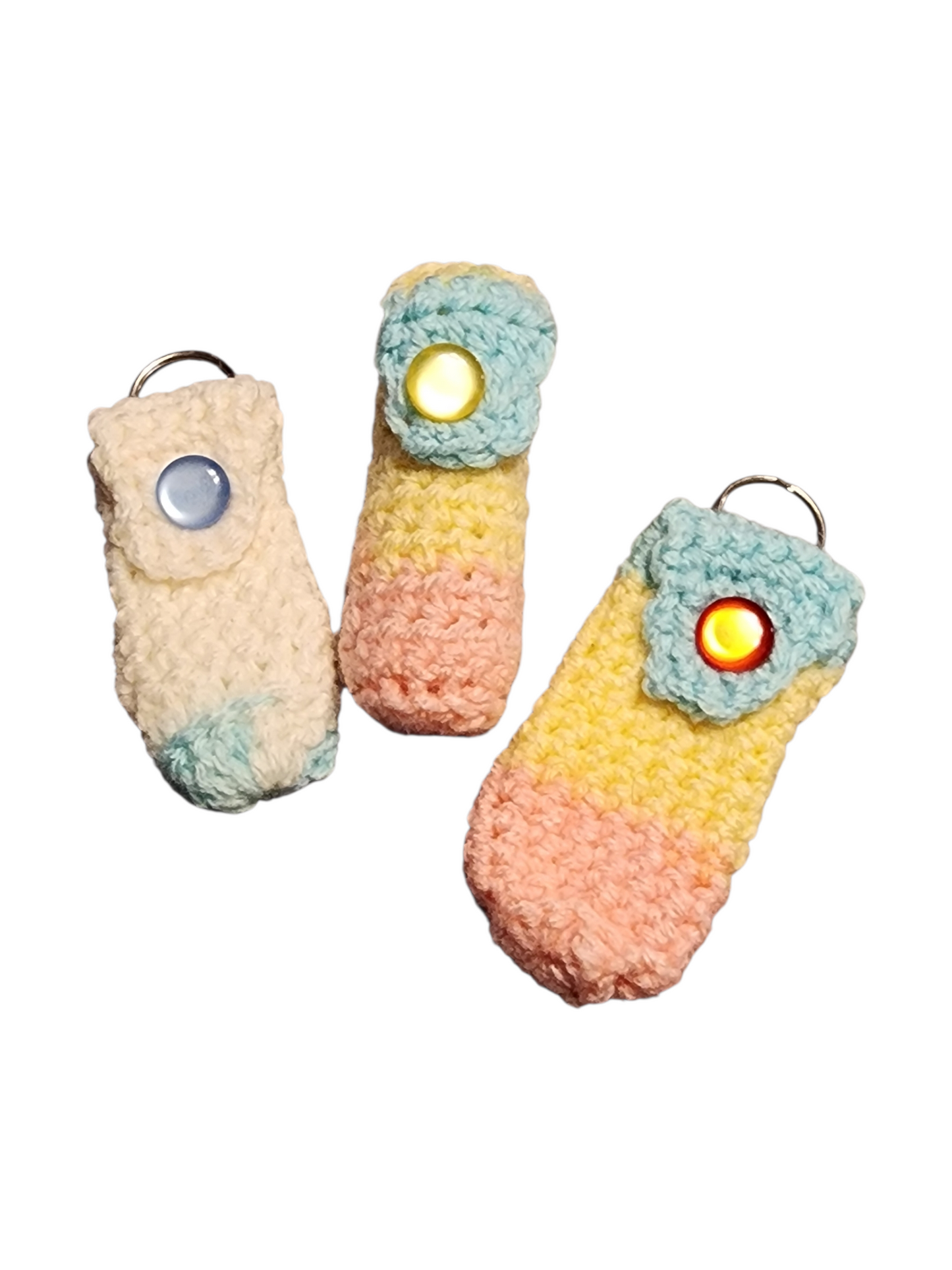 Handmade Crochet Chapstick Holder Keychain - Assorted Designs