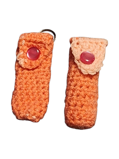 Handmade Crochet Chapstick Holder Keychain - Assorted Designs