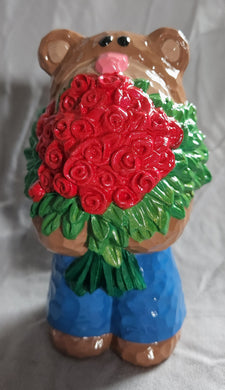 Ceramics - Bear, Chiseled w/Roses