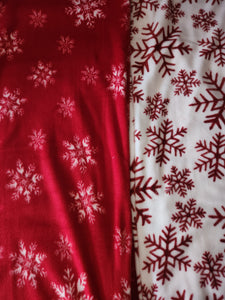 Throw Blanket - Snowflakes, Red on White Fleece::Snowflakes, White on Red Fleece