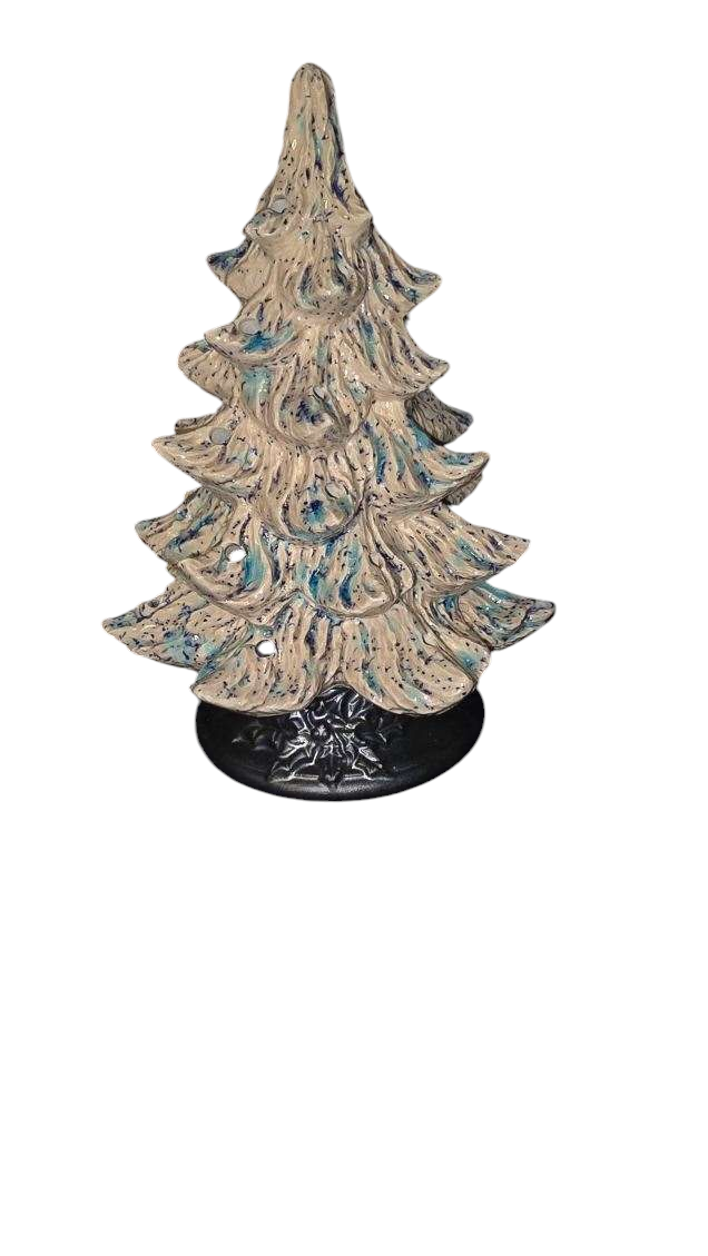 Small Handmade Ceramic Christmas Tree, Nowell, Funky Pop Color Design