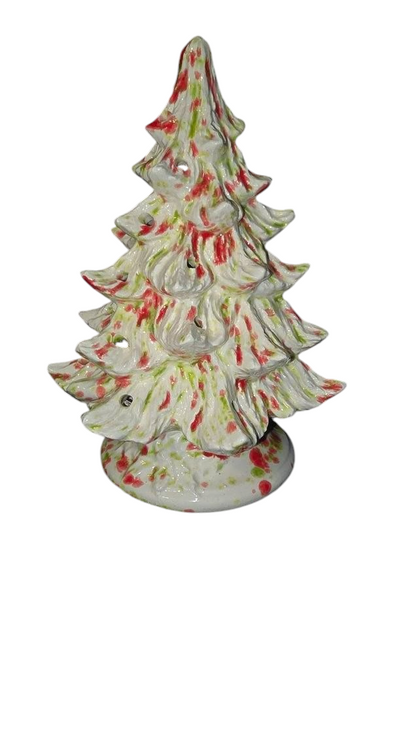 Small Handmade Ceramic Nowell Christmas Tree, Traditional Holiday Design