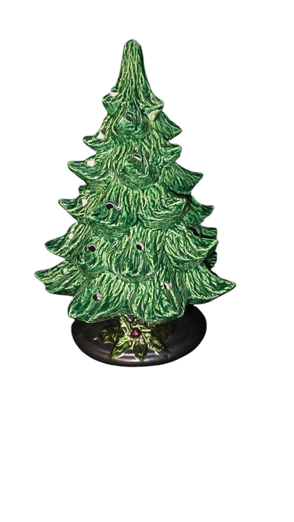 Small Handmade Ceramic Nowell Christmas Tree, Traditional Holiday Design