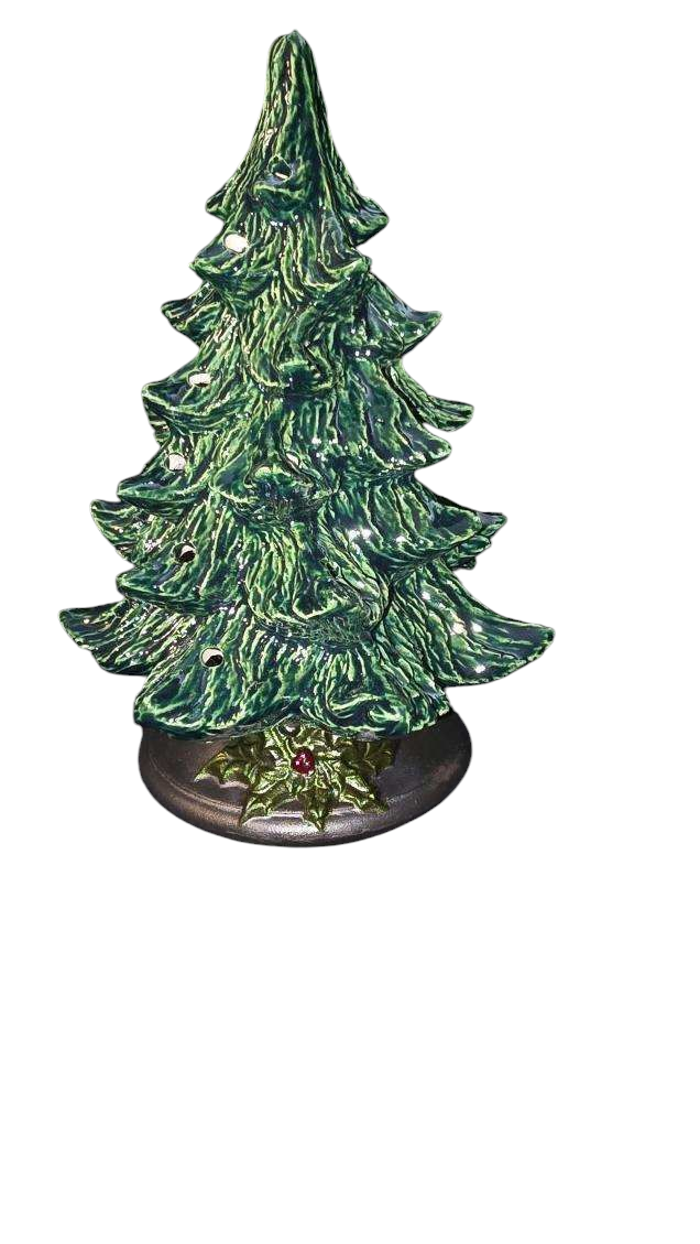 Small Handmade Ceramic Nowell Christmas Tree, Traditional Holiday Design