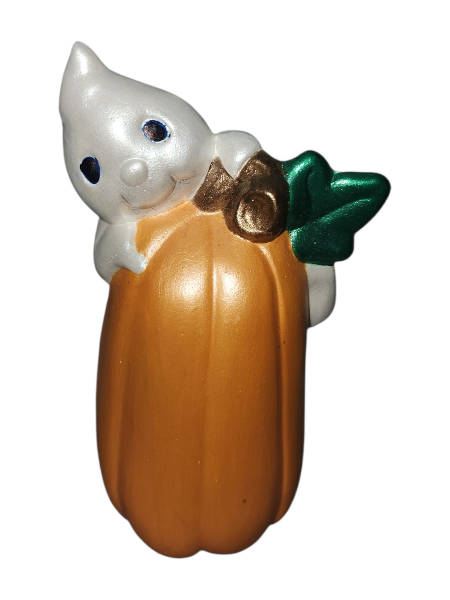 Handmade Hand-Painted Ghosts on Pumpkins – Cute Halloween Ceramic Décor
