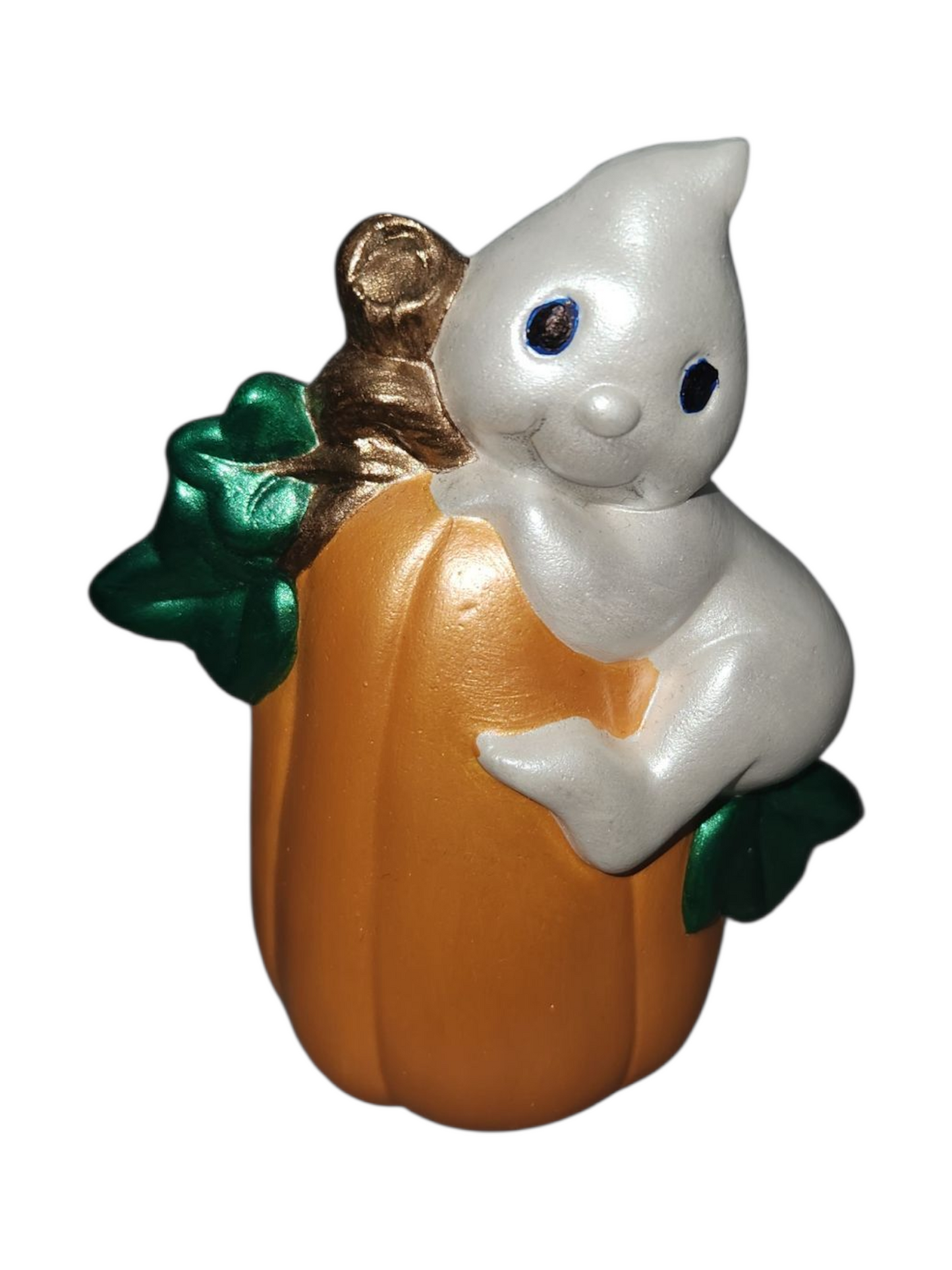 Handmade Hand-Painted Ghosts on Pumpkins – Cute Halloween Ceramic Décor