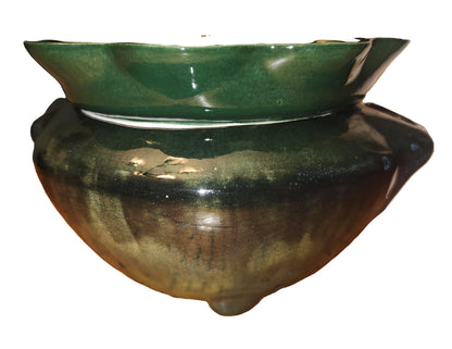 Ceramic - Violet Pot - M - Peacock Green, Emerald Green & Tree Green
