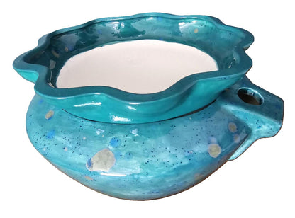 Ceramic - Violet Pot - L - Monsoon Seas & Teal