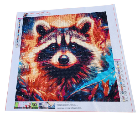 Finished Diamond Painting - Realistic Racoon