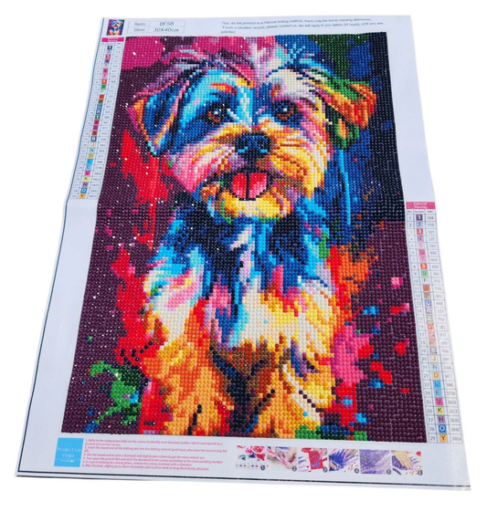 Finished Diamond Painting - Rainbow Pop, Dog - Yorki Poo Puppy