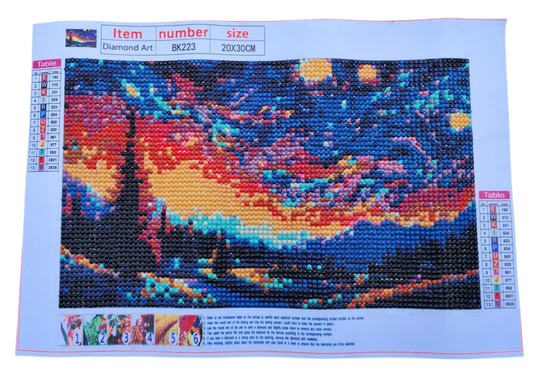 Finished Diamond Painting - Sunset Wilderness, Dark Colors