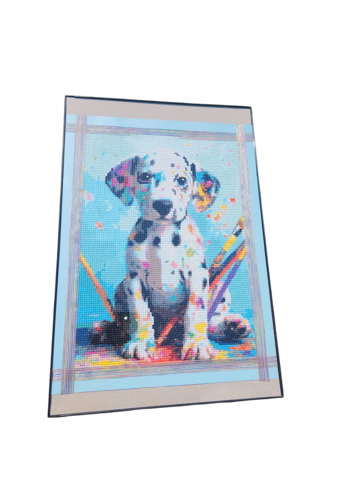 Finished Diamond Painting - Paint Splatters, Dalmatian Puppy