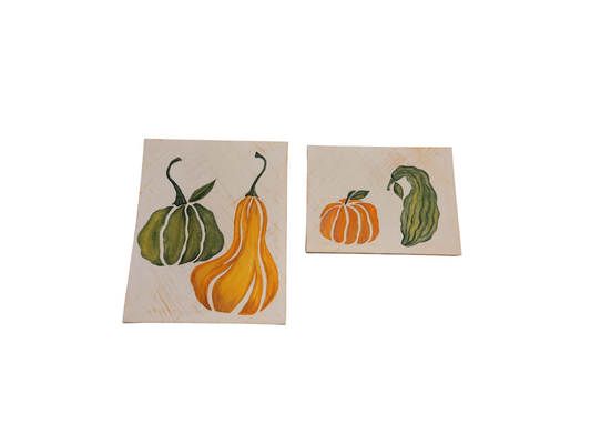 Handmade Painting – Pumpkin & Gourd Set, Fall Wall Art