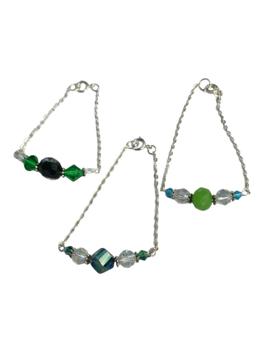 Delicate Crystal & Chain Bracelet, Assorted Colors