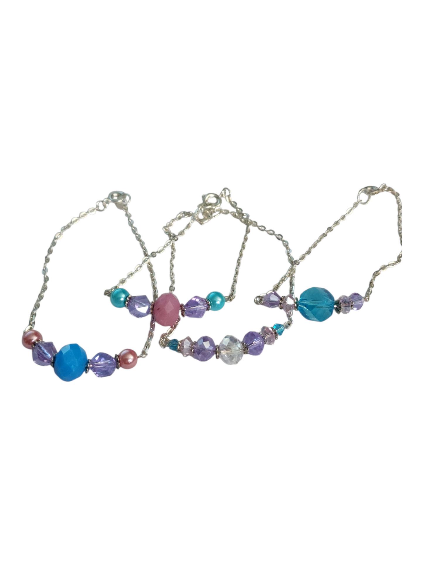Delicate Crystal & Chain Bracelet, Assorted Colors