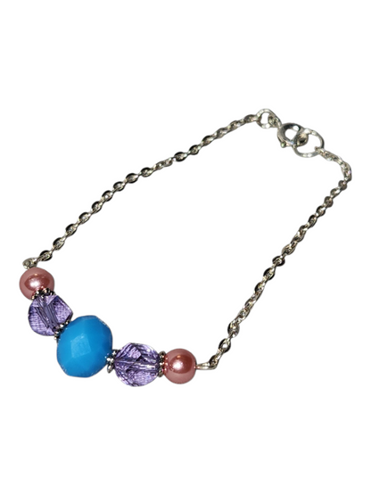 Delicate Crystal & Chain Bracelet, Assorted Colors