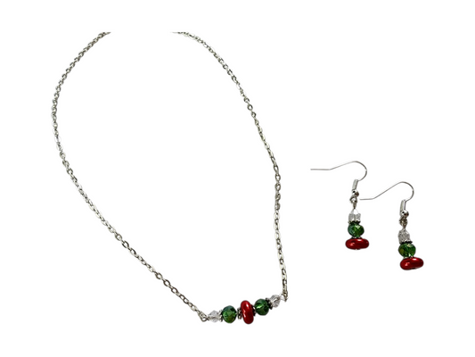 Christmas Holiday Jewelry Set - Pearl & Crystal