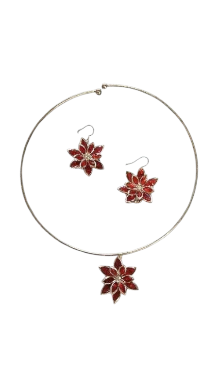 Crystal Flower Jewelry Set – Pendant & Matching Earrings