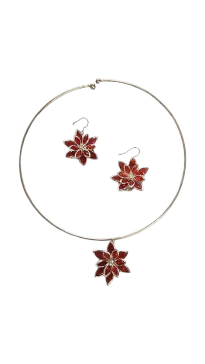 Crystal Flower Jewelry Set – Pendant & Matching Earrings
