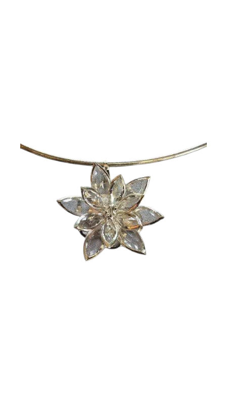 Crystal Flower Jewelry Set – Pendant & Matching Earrings