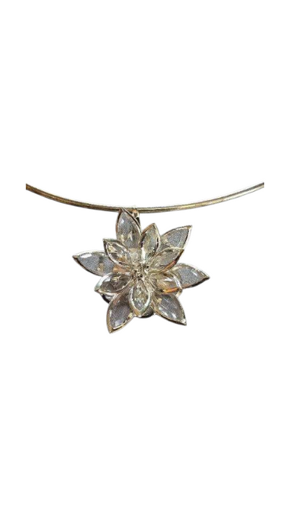Crystal Flower Jewelry Set – Pendant & Matching Earrings