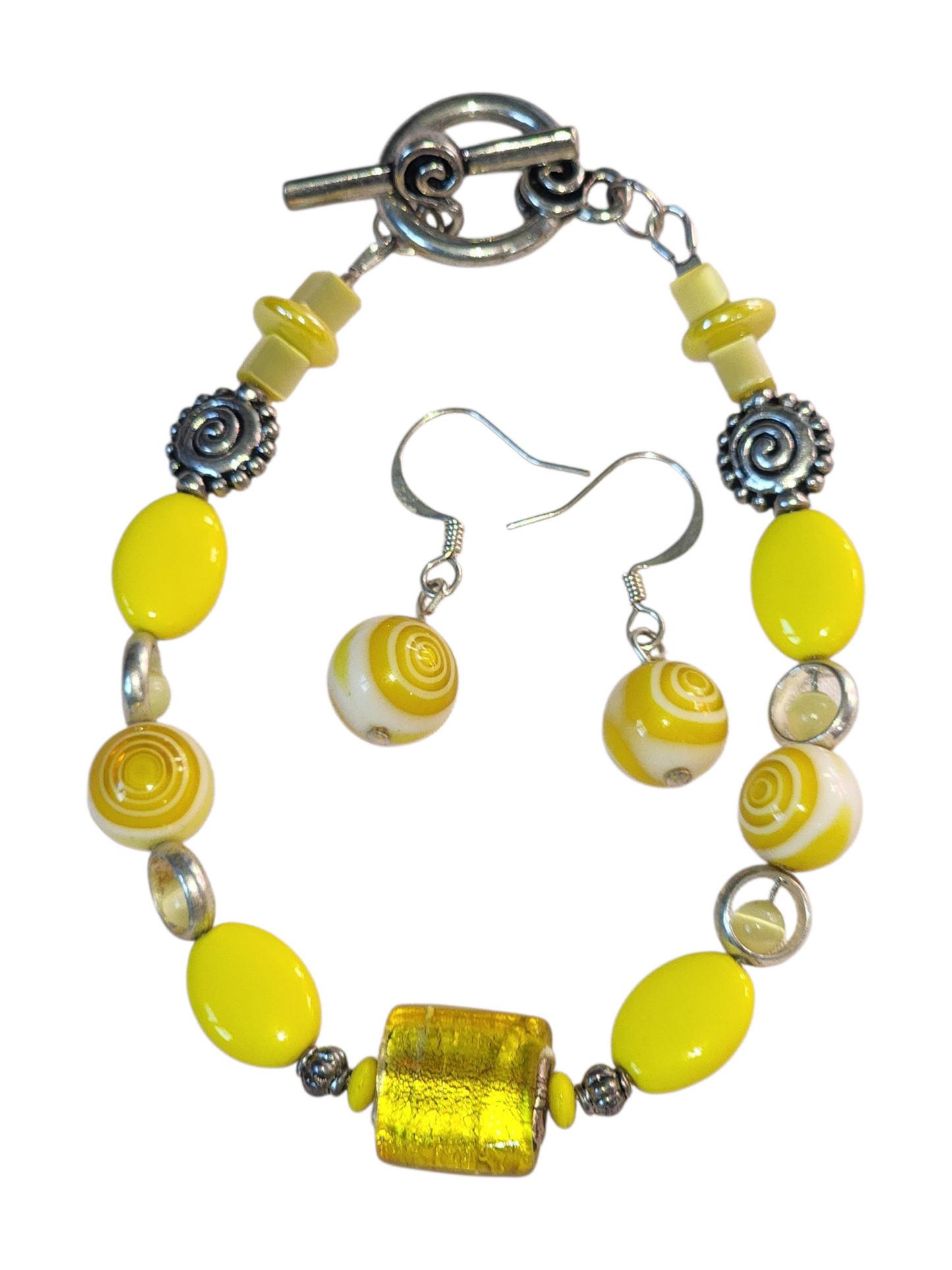 Handcrafted Jewelry Set – Bracelets & Earrings, Pearls and Crystal Accents