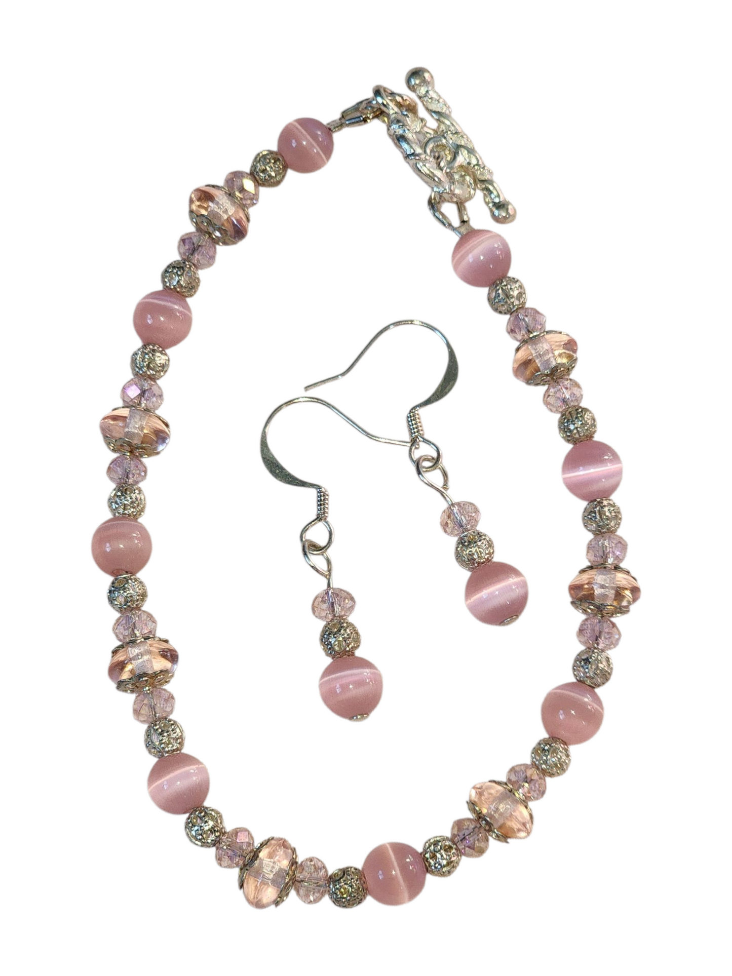 Handcrafted Jewelry Set – Bracelets & Earrings, Pearls and Crystal Accents