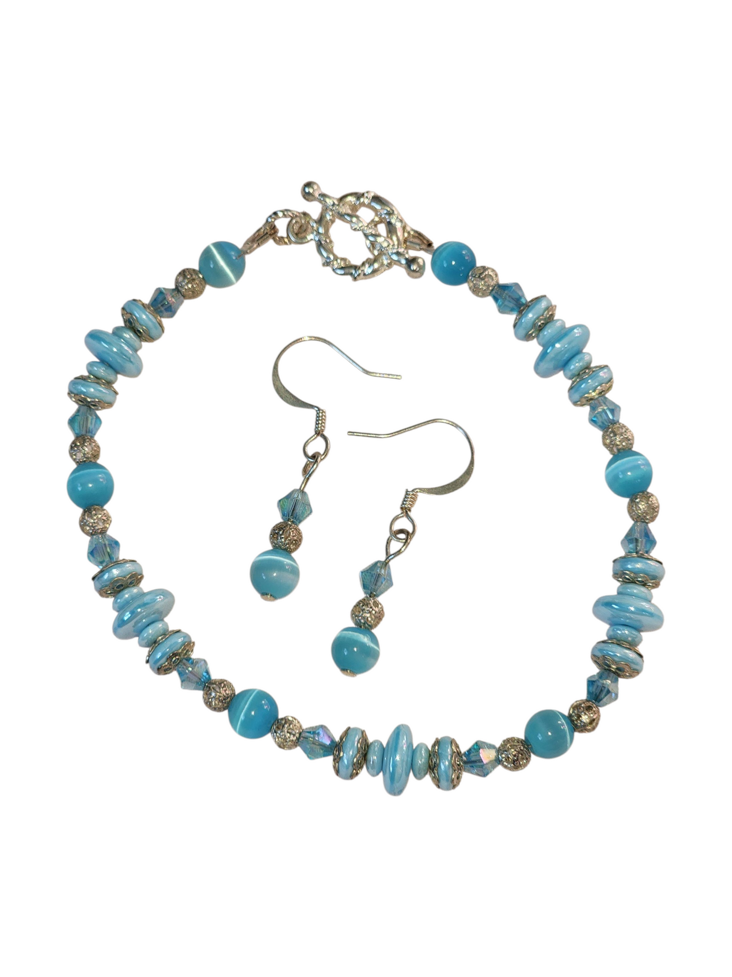 Handcrafted Jewelry Set – Bracelets & Earrings, Pearls and Crystal Accents