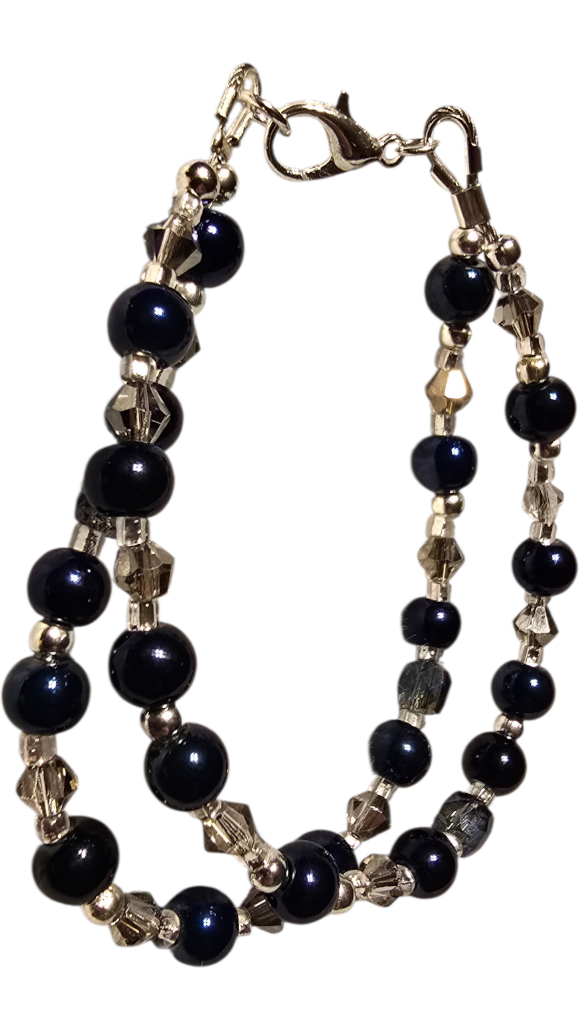 Handmade Bracelet and Earring Set, Navy & Silver Crystal, 7"