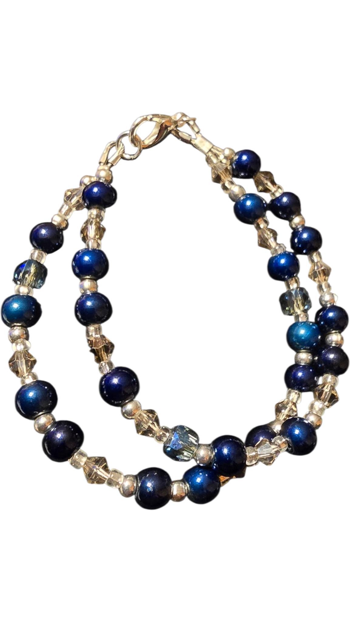 Handmade Bracelet and Earring Set, Navy & Silver Crystal, 7"