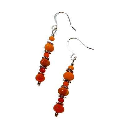 Handmade Bracelet and Earring Set, Orange Crystal, 7"