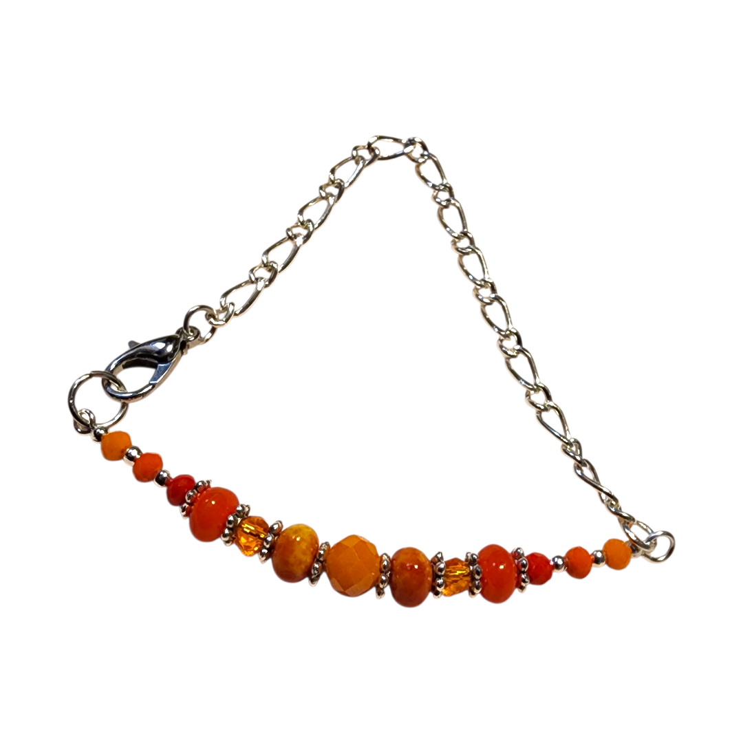 Handmade Bracelet and Earring Set, Orange Crystal, 7"