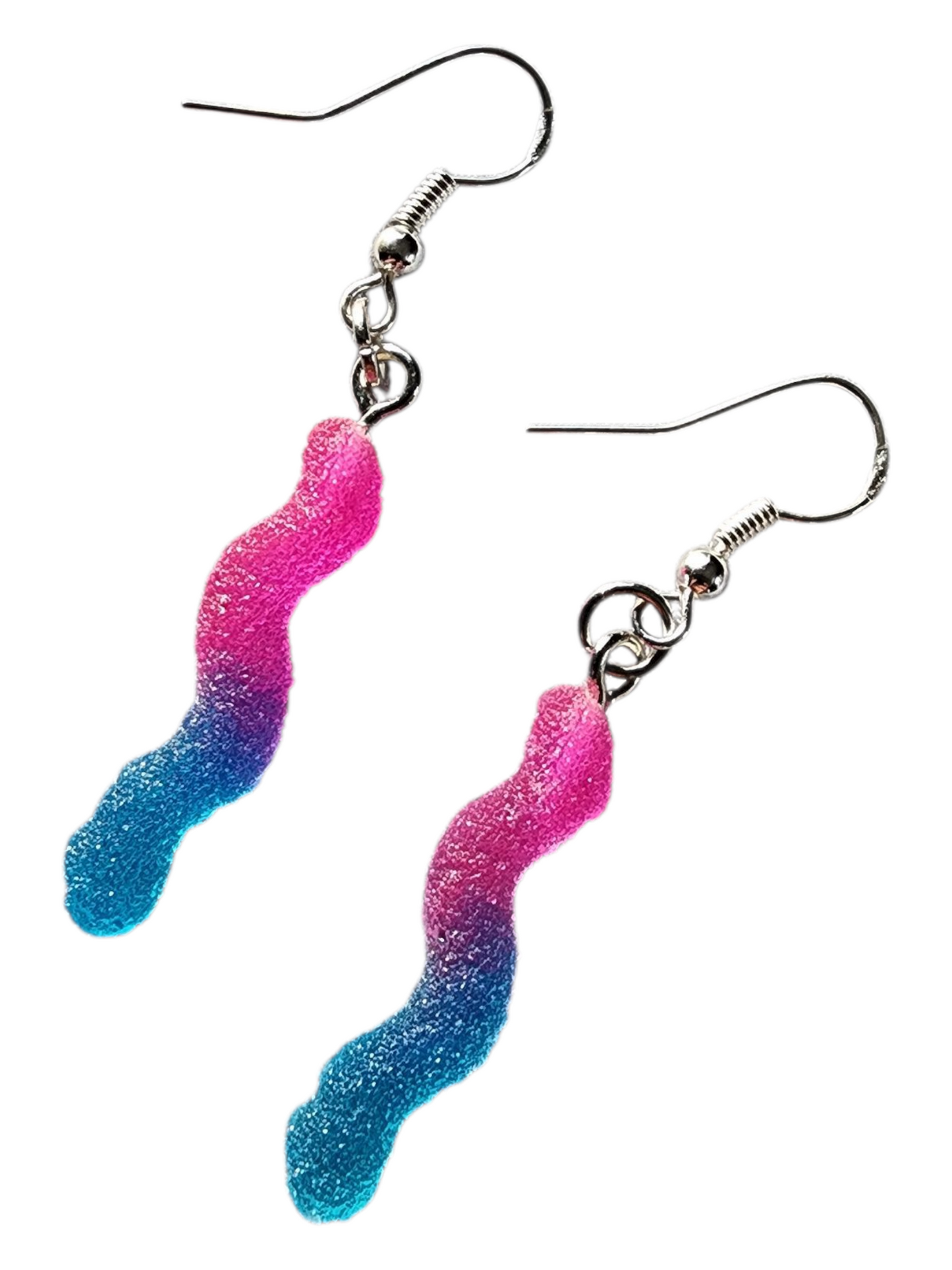 Funky Acrylic Earrings, Gummi Worms