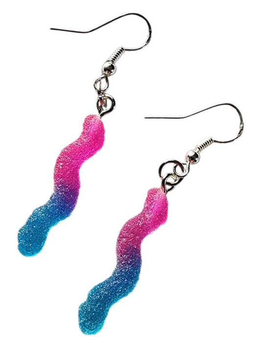 Funky Acrylic Earrings, Gummi Worms