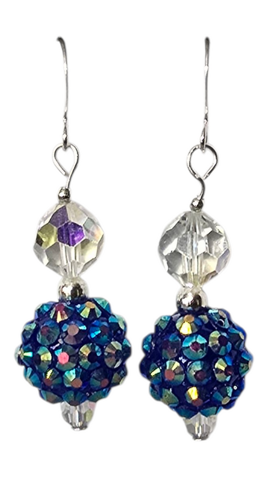Beaded Acrylic Earrings - Disco Balls